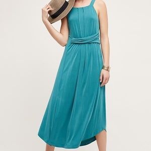 Anthropologie Maeve Turquoise Midi Dress with Slit